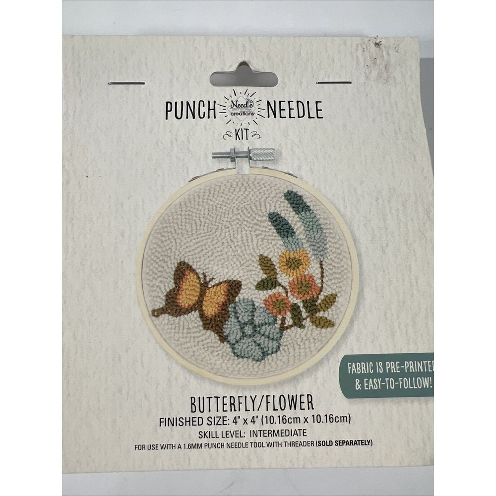 Needle Creations Punch Needle Kit Butterfly Flower Skill Level Intermediate New - Picture 2 of 9